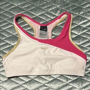 Nike Women's Pink, Gold and White Sports Bra